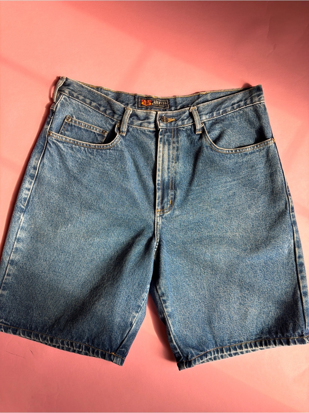 Vintage Route 66 Relaxed Fit Denim Shorts Size 34 Y2K Medium Wash Jean Shorts